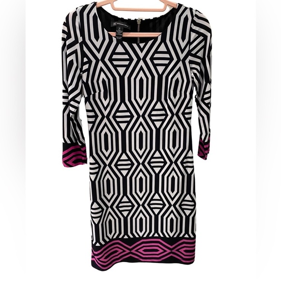 INC International Concepts Dresses & Skirts - INC NWT Black/White/Pink Geometric Pattern Dress XS